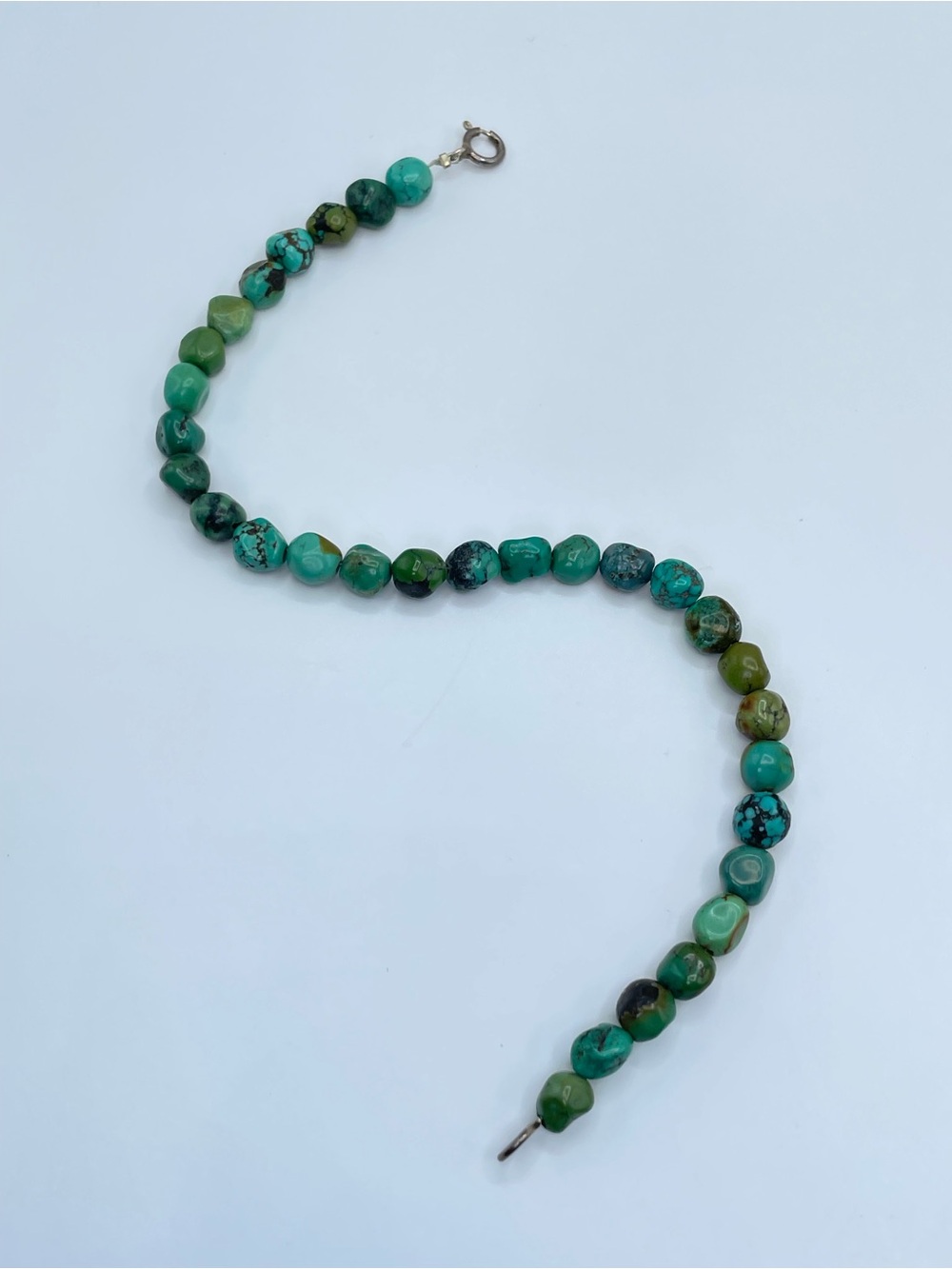 Genuine Turquoise Bead Sterling Silver Anklet Bracelet Southwestern Boho